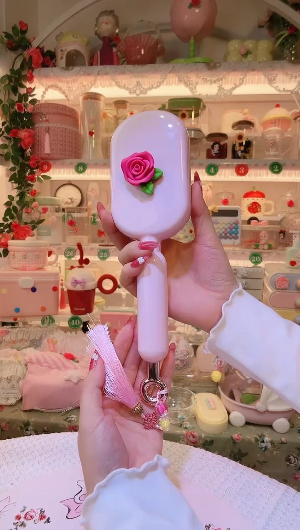 玫瑰花梳子粉色——手工制作品质好！