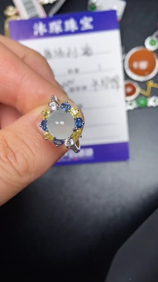 银S925镶嵌戒指翡翠3600