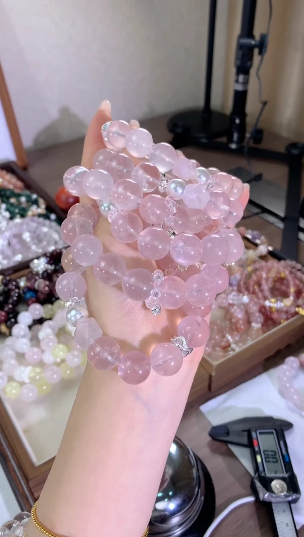 未镶嵌手链水晶桃禧 大卡莫粉随形粉钻环
