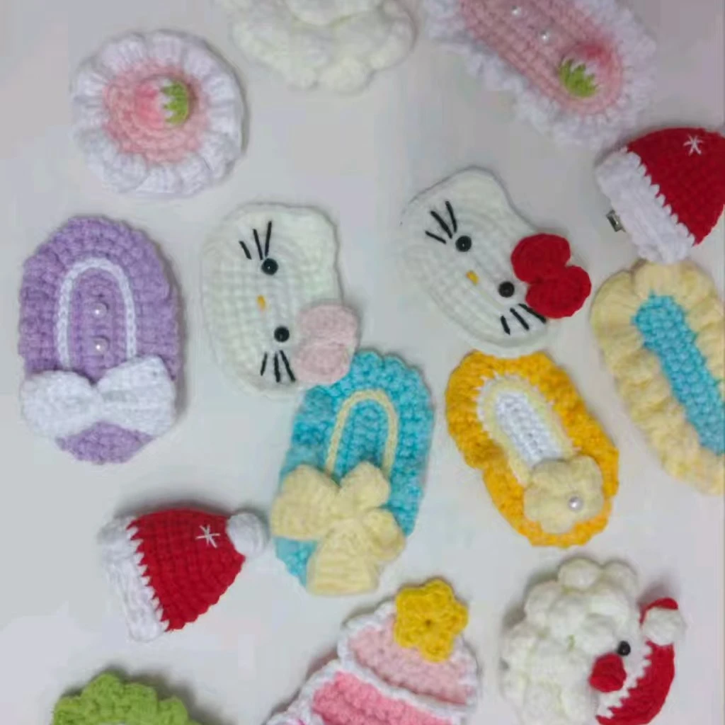 纯手工头饰针织毛线甜美bb夹可爱少女编织发夹时尚diy气质发饰