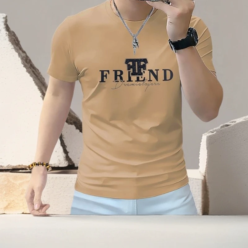 诺顿雷斯男士短袖t恤男装半袖圆领衫透气烫钻立体字母潮欧洲站