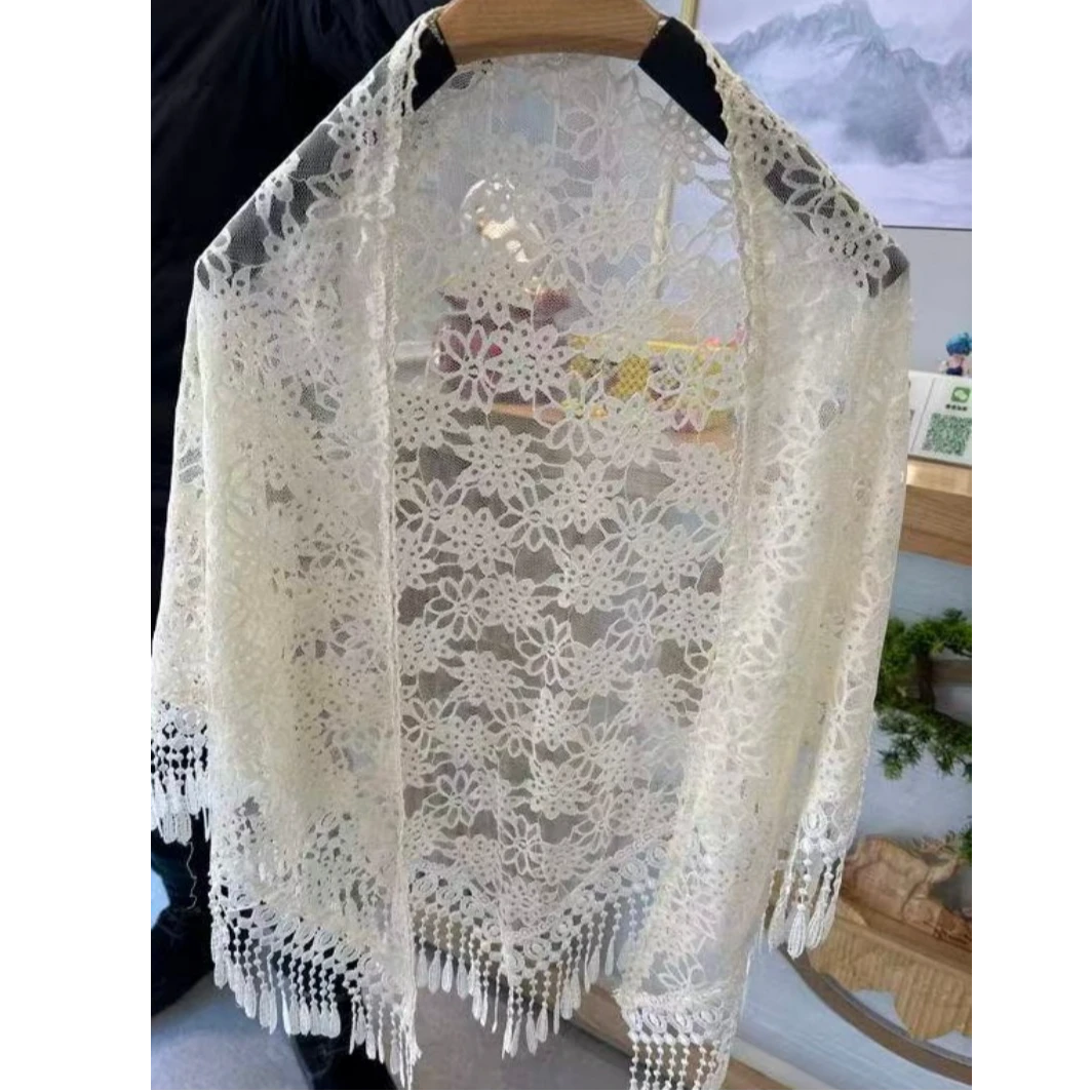 【三角蕾丝】设计师款春秋针织百搭纯色时尚休闲气质优雅旗袍披肩