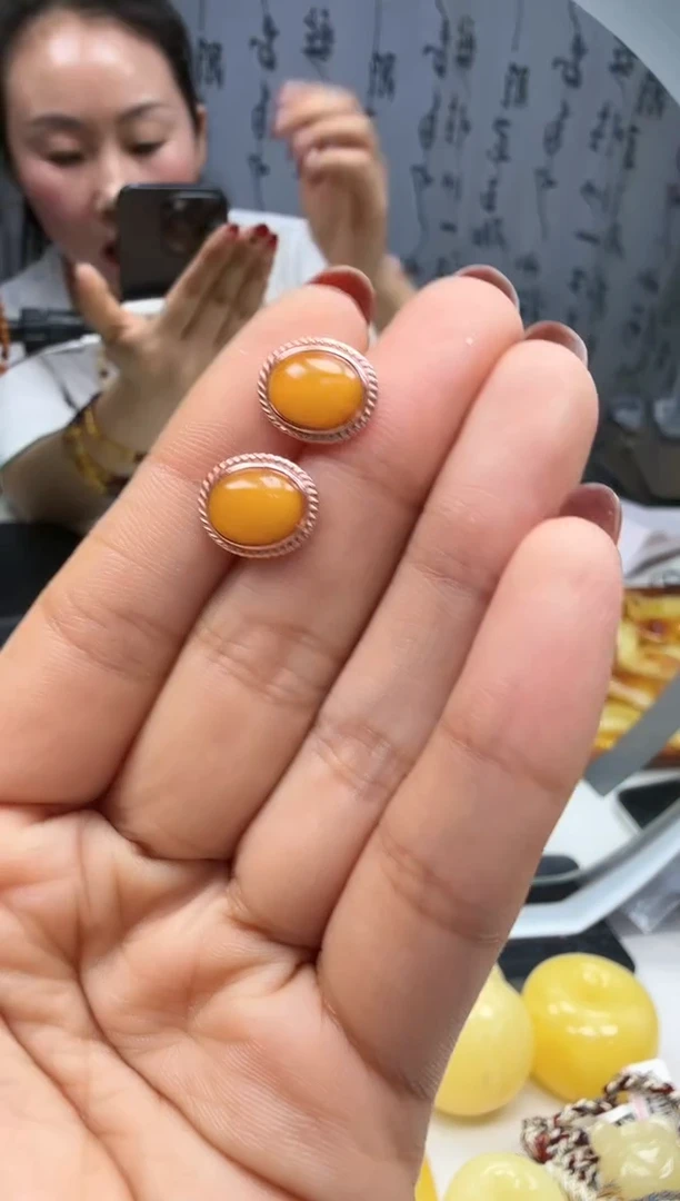 裸石琥珀银S925镶嵌如图