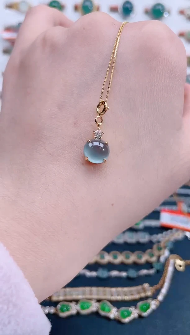 颈饰银S925镶嵌翡翠天然翡翠