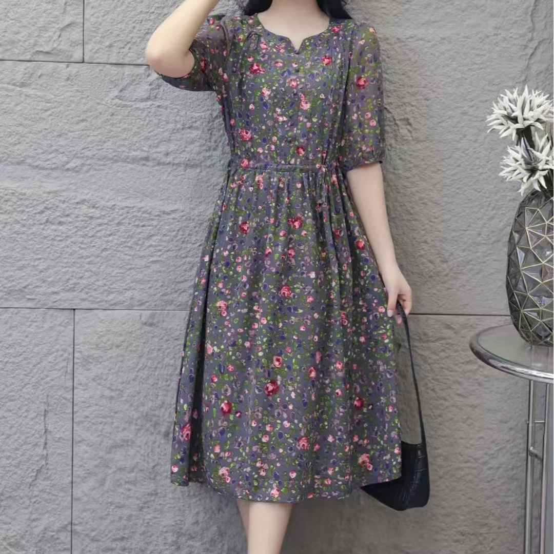 [D-S-F]【绮丽】夏季新款减龄遮肉收腰时尚百搭连衣裙