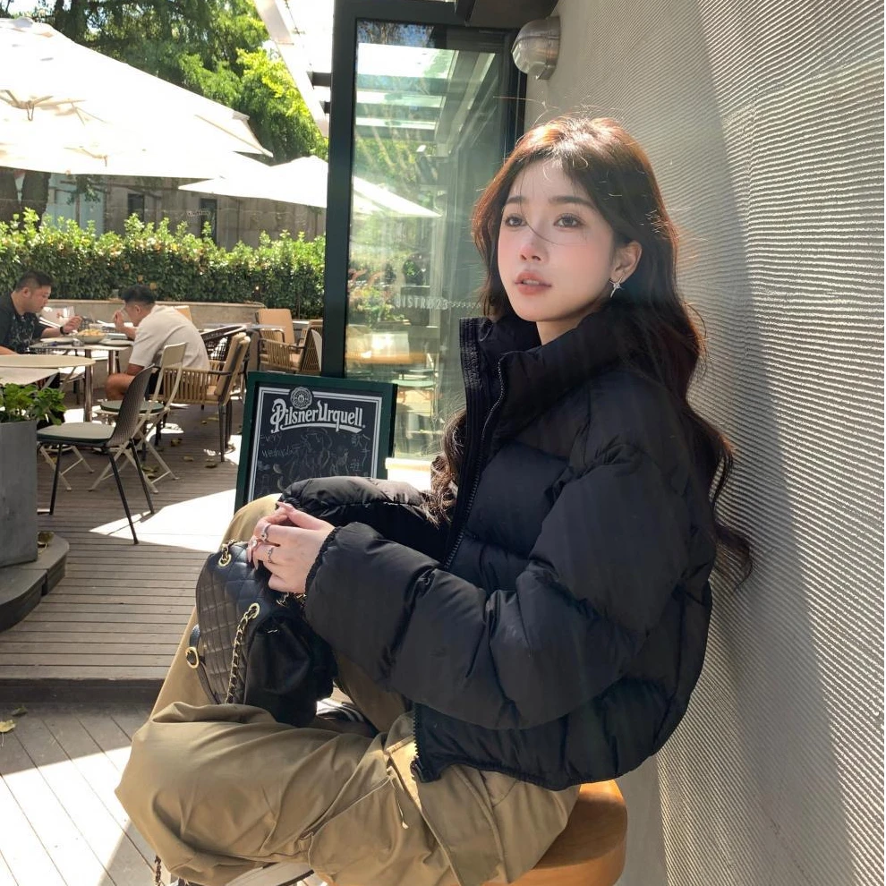 宠粉血亏 冬季立领肯豆风2025新款小个子短款羽绒服保暖外套