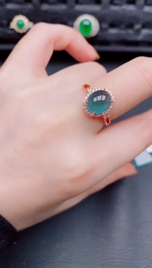 【闪购商品】翡翠戒指银S925镶嵌天然a货翡翠551