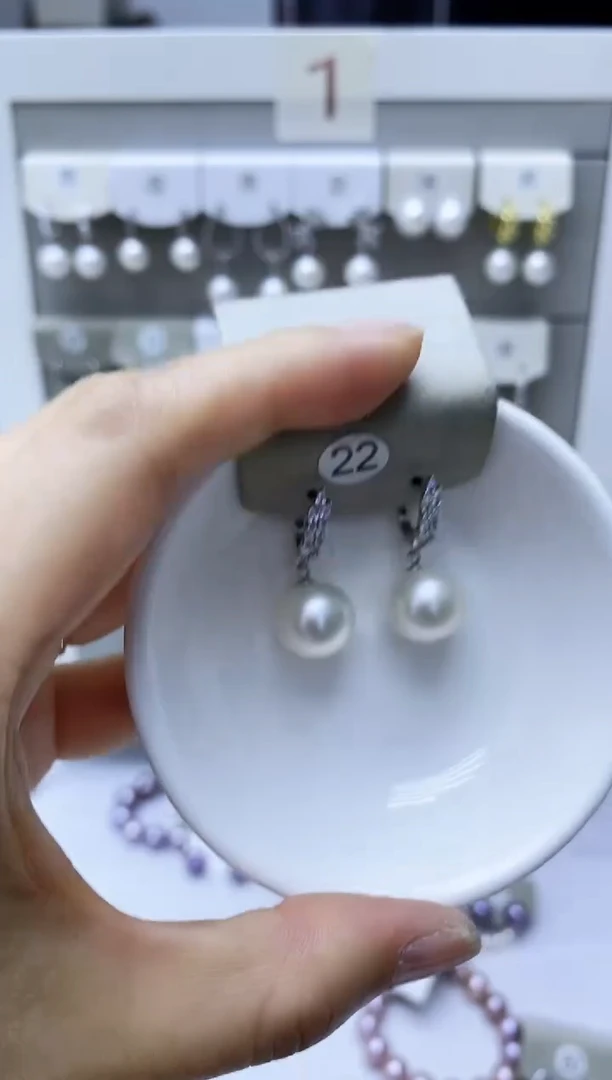 银S925镶嵌淡水珍珠耳饰22