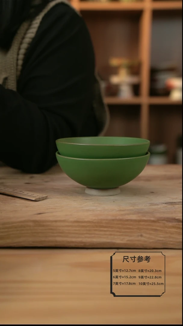 【闪购商品】复古绿色的米饭碗2个