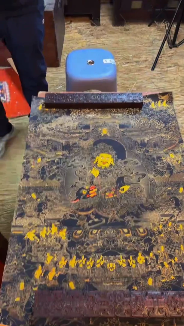 装裱画精品手绘唐卡链接--A010财宝天王