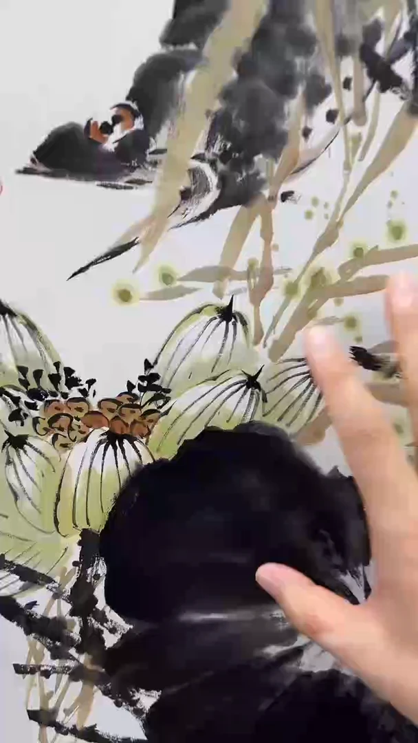 国画梅清绘画2pc花鸟