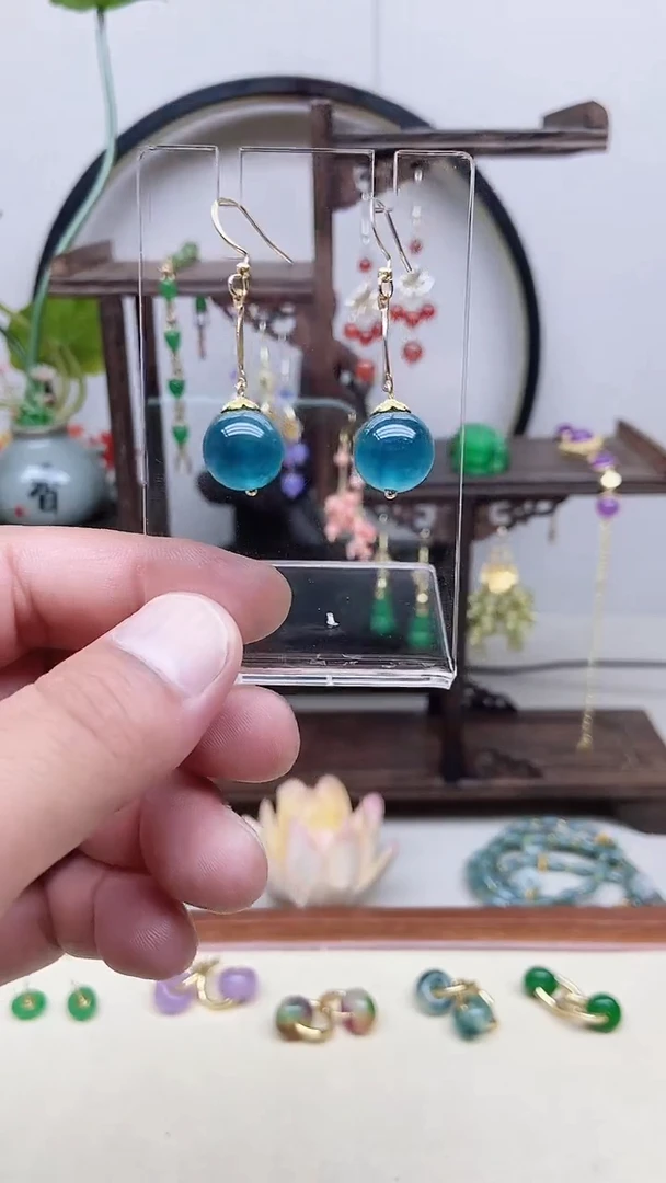 翡翠14K金镶嵌耳饰25号