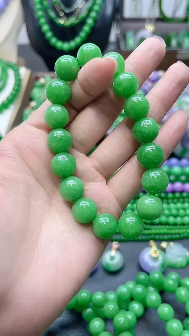 颈饰未镶嵌翡翠12mm绿串