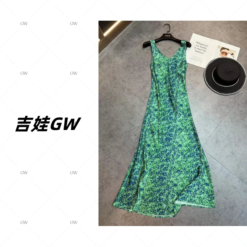 GW重磅三醋酸缎面【繁花】·禁机洗新款碎花吊带裙连衣裙女装A55667
