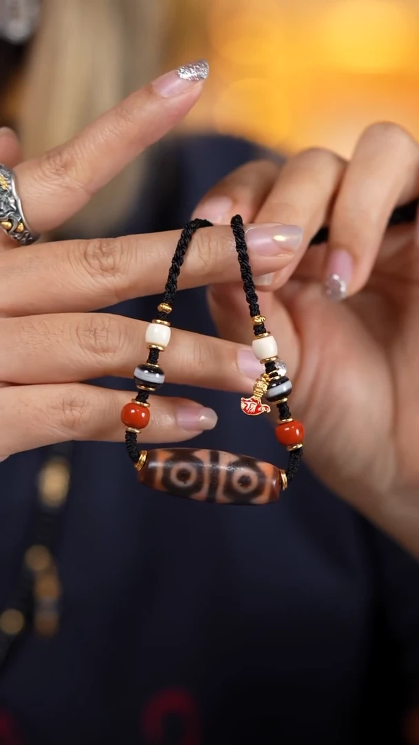 未镶嵌颈饰玛瑙/玉髓熊猫六眼锁骨链