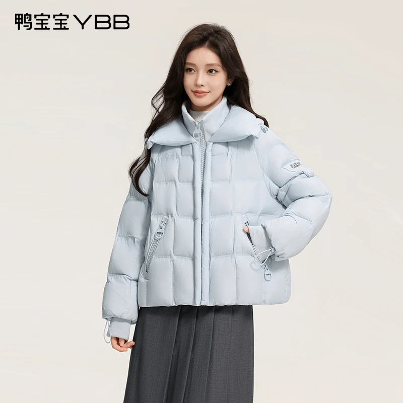 【大福专属】鸭宝宝90鸭绒女士翻领厚款时尚短款羽绒服YA5018Y211L3