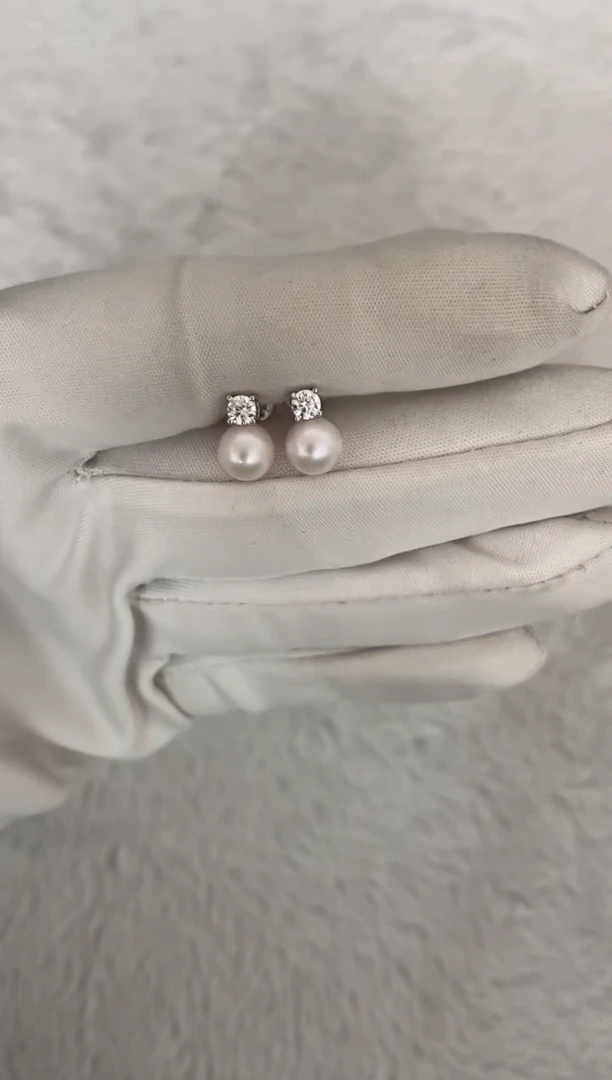 银S925镶嵌海水珍珠耳饰AK戴妃7-7.5mm