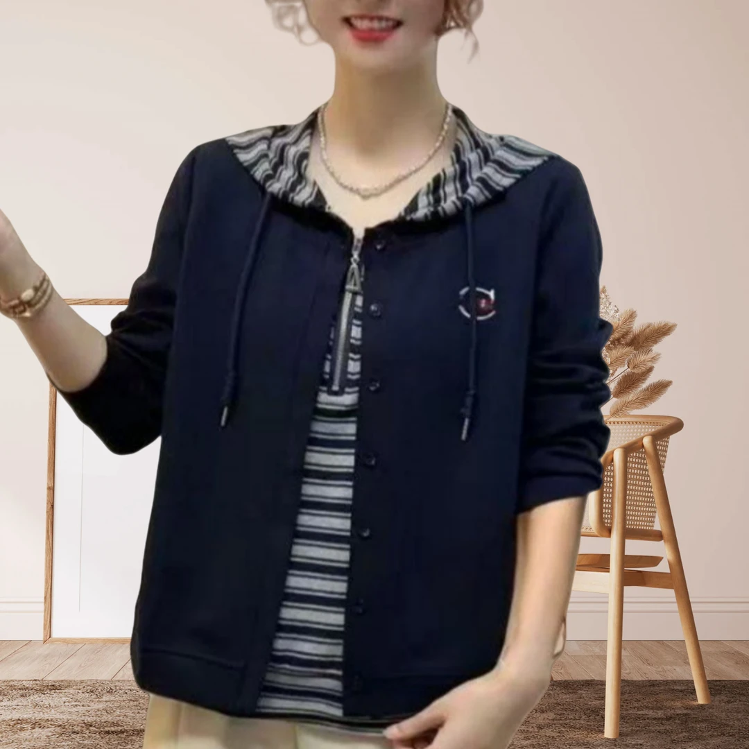 假两件拼接连帽长袖卫衣女秋季新款时尚洋气减龄休闲百搭洋气上衣