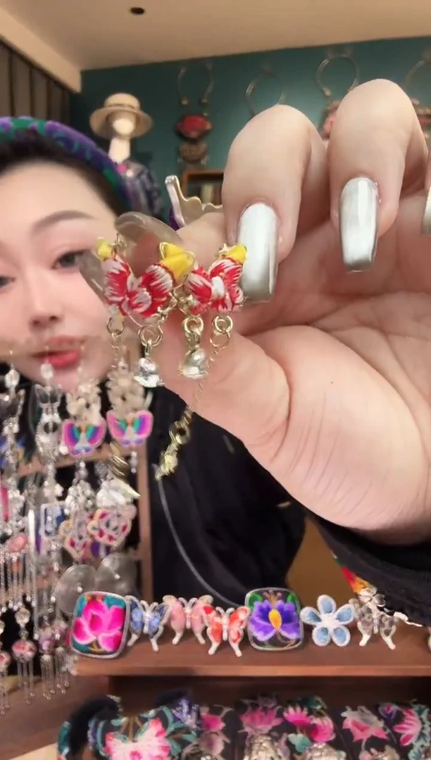 刺绣纯手工民族风刺绣耳钉