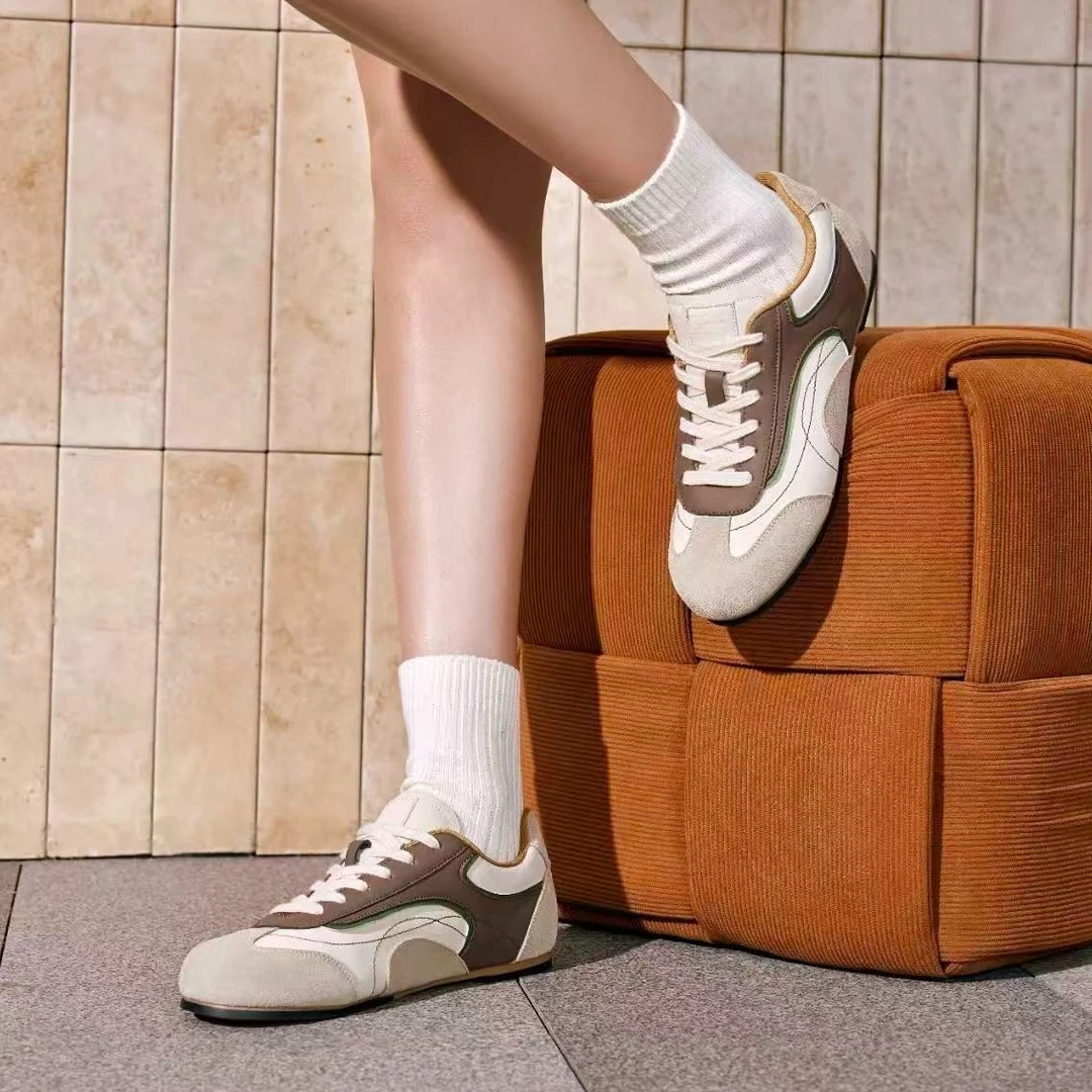 百搭女鞋2025秋季新款透气深口德训鞋女平底潮鞋德训鞋时尚休闲鞋