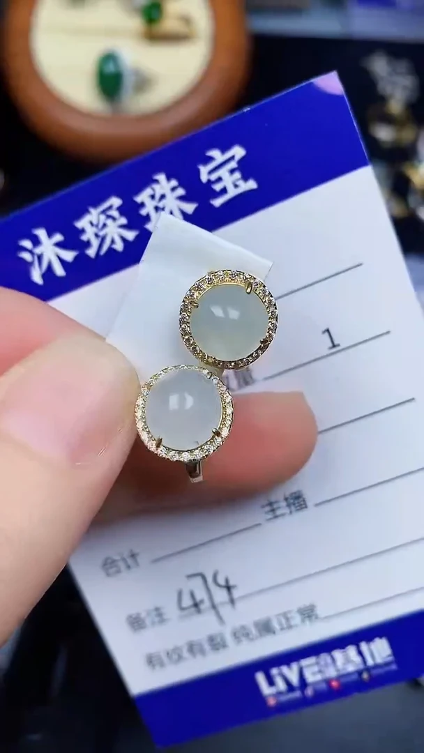 翡翠戒指银S925镶嵌4740