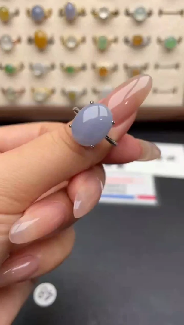 银S925镶嵌戒指翡翠一物一证一礼盒