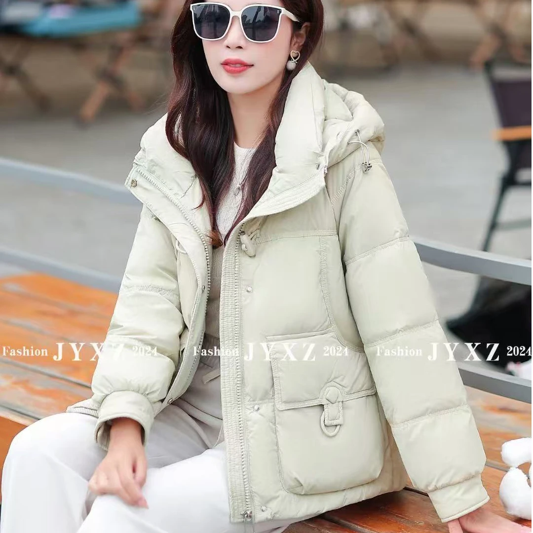 A901羽绒服气质连帽加厚中长款宽松冬季时尚休闲百搭女士