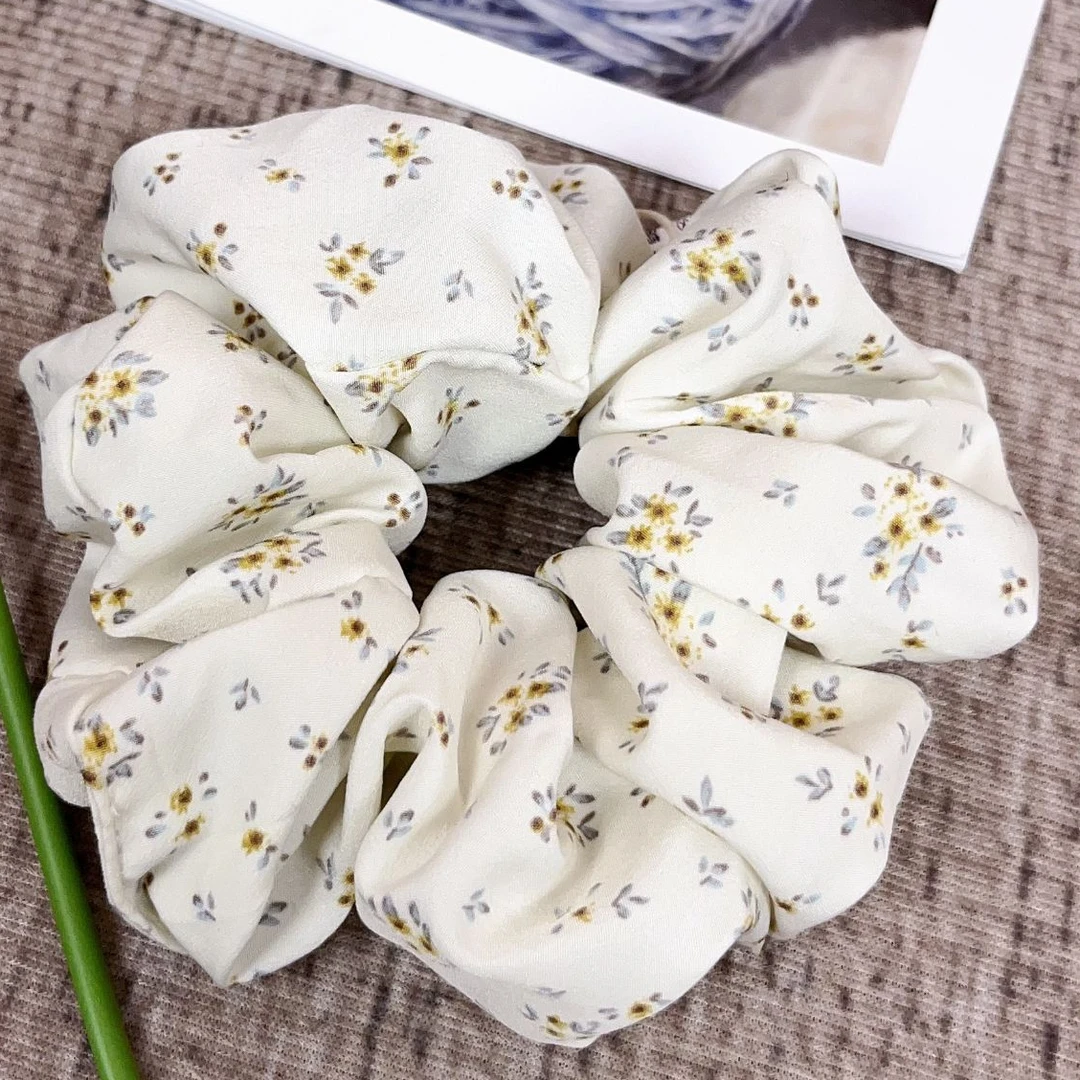 韩系基础款性价比肠圈丸子头小碎花马尾发圈头饰清新随意慵懒