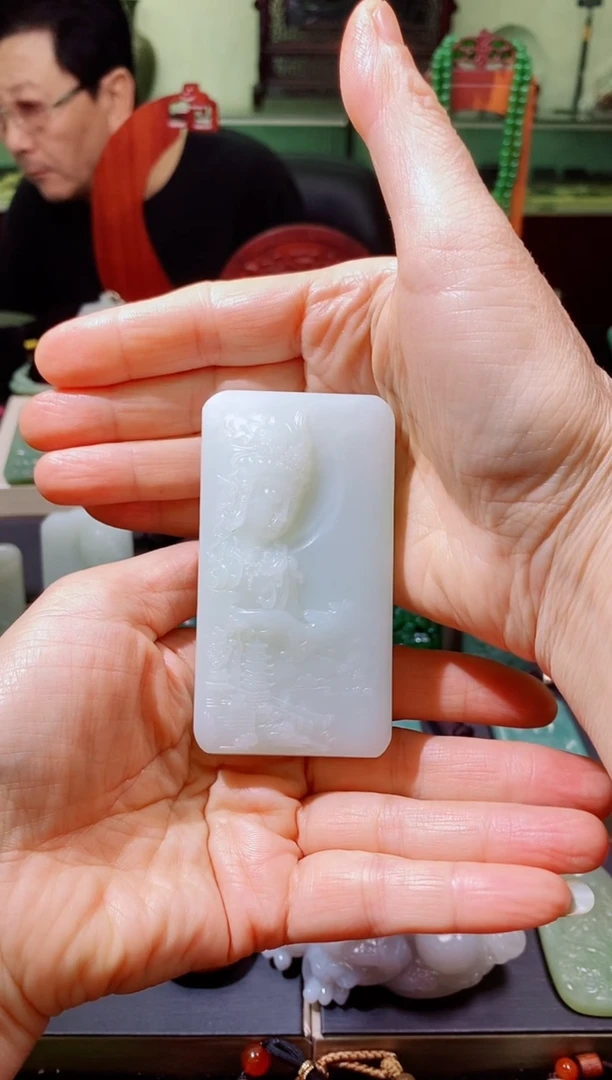未镶嵌和田玉（白玉）把件⊙*⊙和田玉白玉观音把件