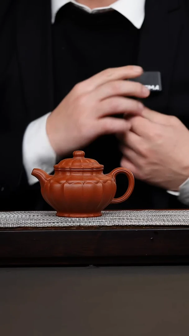 茶壶紫砂朱泥合菱掇只