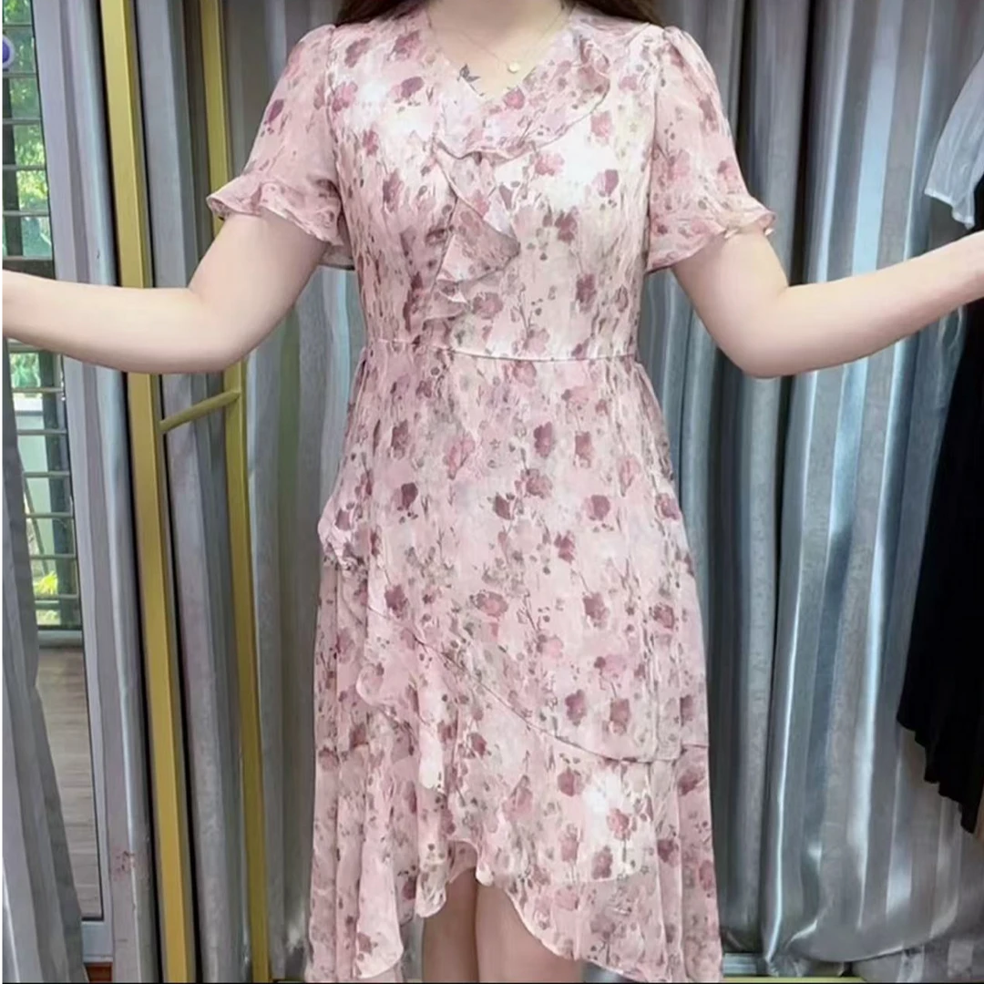 2025夏季新款温柔优雅显瘦遮肉中长款连衣裙