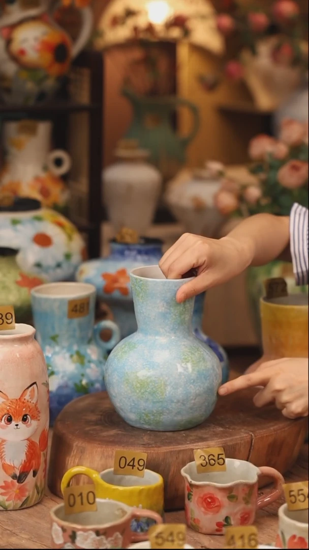 陶瓷452景德镇设计师手作花器摆件侘寂风