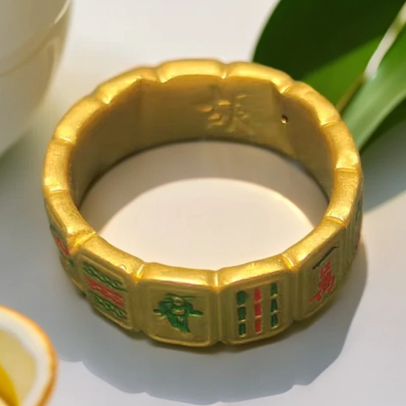 【乐妍专享】足金999麻将配件指女款十三幺固口指环