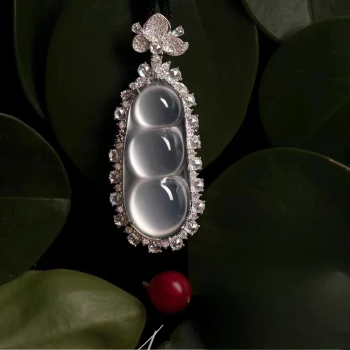 吊坠925银 【平安豆项链】G1221539SR2024秋冬上新气质镶嵌轻奢项链