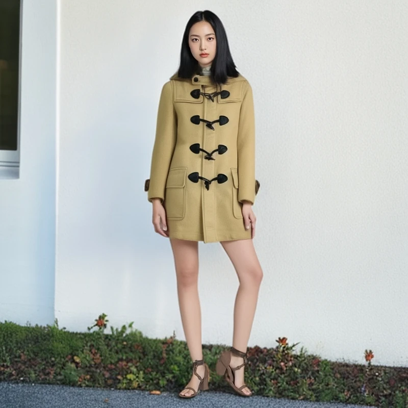 99新 BURBERRY/博柏利 大衣/ 秋冬牛角扣羊毛外套/UK6码/0001587