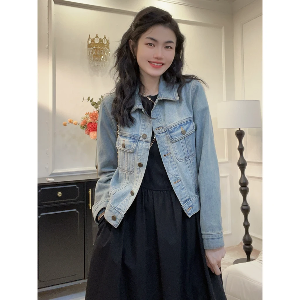 蓝羽老板娘【西城故事】新款洗水软牛仔外套百搭显瘦开衫zb