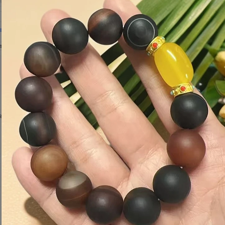 {百年珠宝粉丝专享}天然高端乌光玄冰手串