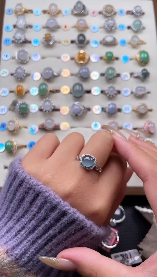 【闪购商品】翡翠戒指银S925镶嵌天然A货翡翠戒指（有点棉）