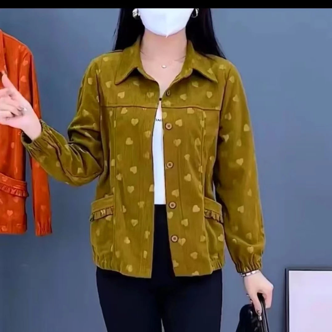 秋季新款中年妈妈装洋气百搭显瘦外套休闲时尚女士衬衫翻领长袖