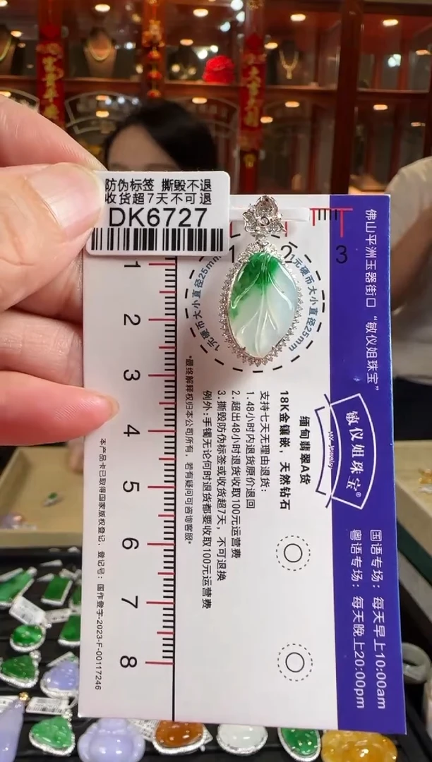 颈饰18K金镶嵌翡翠DK6727 叶子
