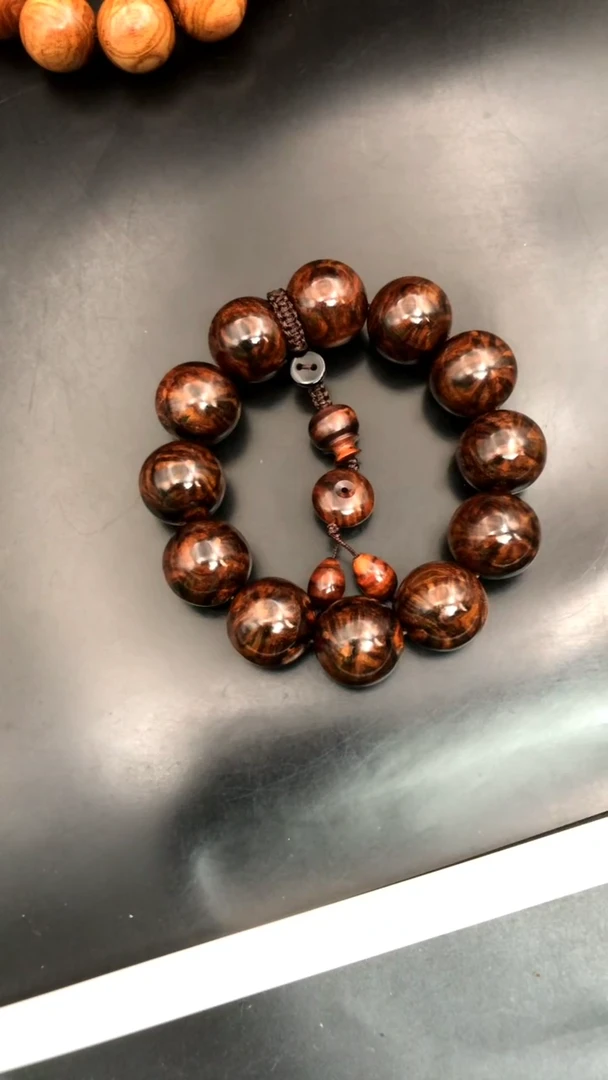 手串/手链黄花梨/降香黄檀海黄野生中性料2,0蝴蝶纹精品手串