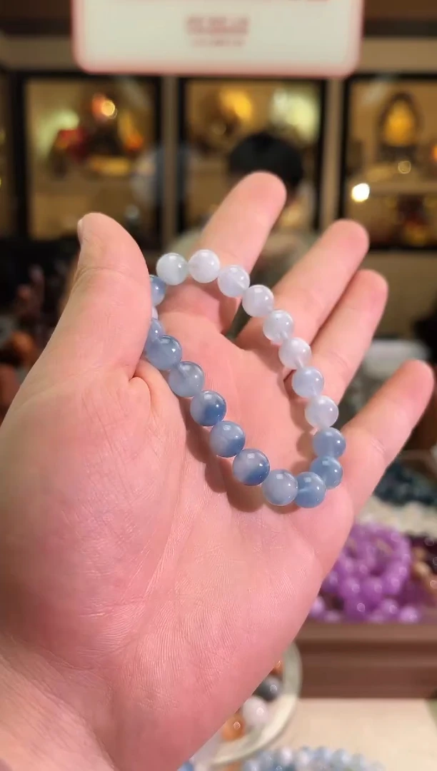 合成（培育）海蓝宝石未镶嵌9mm+海蓝宝聚宝盆（多样性发一）