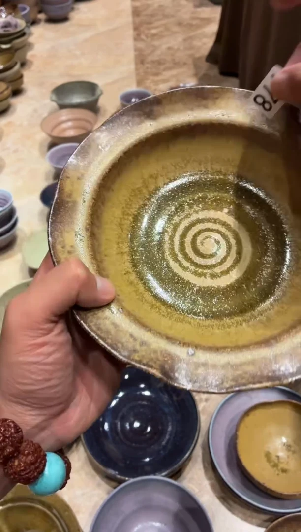 瓷片海***¹778  粗陶黄色异形盘1个