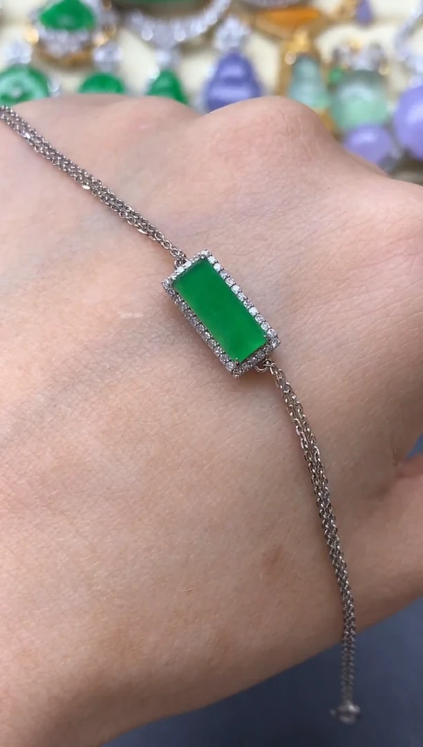 18K金镶嵌手链翡翠577-中国好珍宝