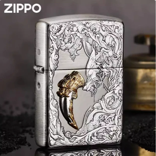 ZIPPO/之宝盔甲狼牙贴章礼盒装官方正品打火机整机镀银立体DYJ1