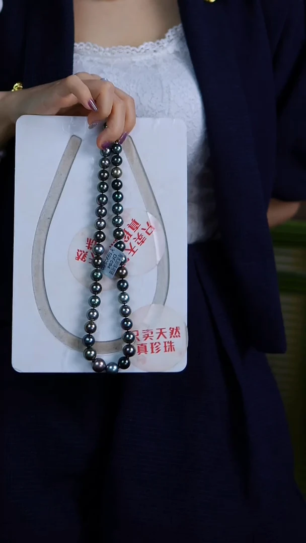 银S925镶嵌海水珍珠项链海水大溪地珍珠项链9-13MM