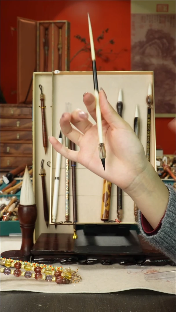 13号闪孤品高货毛笔链接 清水试笔 蘸墨不退