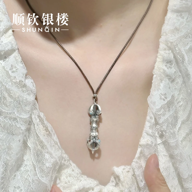 顺钦银楼 吊坠足银布 【弥霄套链】足银999复古时尚设计感套链