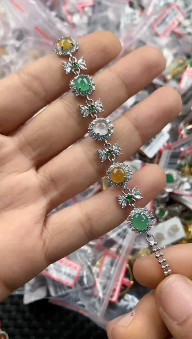 银S925镶嵌戒指翡翠3333----6