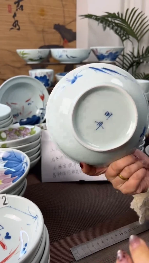 明舟大暇画鱼7寸高足面碗（单只装）